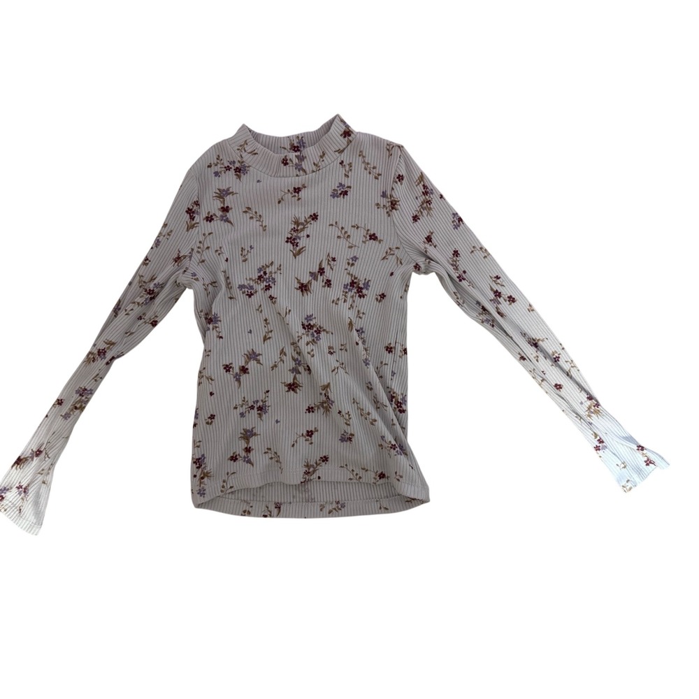 Abercrombie Kids Floral Mock Neck Long Sleeve Top Girls Size 7/8‎